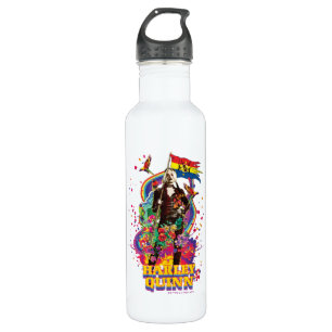Bouteille D'eau L'équipe du suicide   Harley Quinn Flowers & Rainb