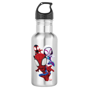 Bouteille D'eau L'équipe Spidey se balançant à travers la ville