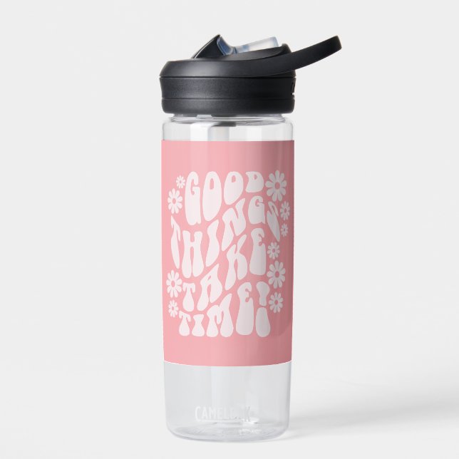 Bouteille D'eau Les bonnes choses prennent du temps Fleurs rétro (Gauche)