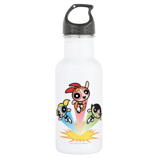 Bouteille D'eau Les Filles Powerpuff Se Lancent Dans L'Air (Devant)