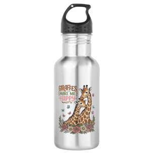 Bouteille D'eau Les girafes me rendent heureux, design de chemise