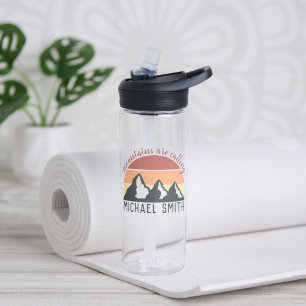 Bouteille D'eau Les montagnes pastel vintages appellent le monogra