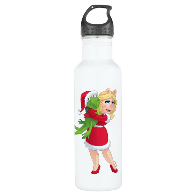 Bouteille D'eau Les Muppets| Kermit et Miss Piggy Christmas (Devant)