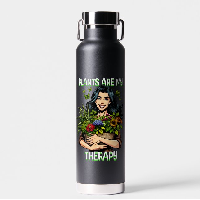 Bouteille D'eau Les plantes sont ma thérapie | Drôle Plante toxico (Avant)