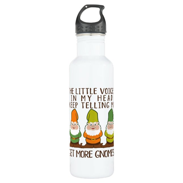 Bouteille D'eau Les voix de Littles obtiennent plus de gnomes (Devant)