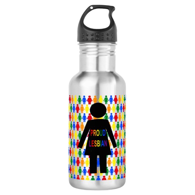 Bouteille D'eau Lesbienne LGBTQ Silhouette et Rainbow Ladies (Devant)