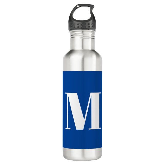 Bouteille D'eau LETTRE INITIALE Bleu Profond Monogramme Moderne De (Devant)
