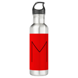 Bouteille D'eau Lettre initiale Monogramme moderne minimaliste rou