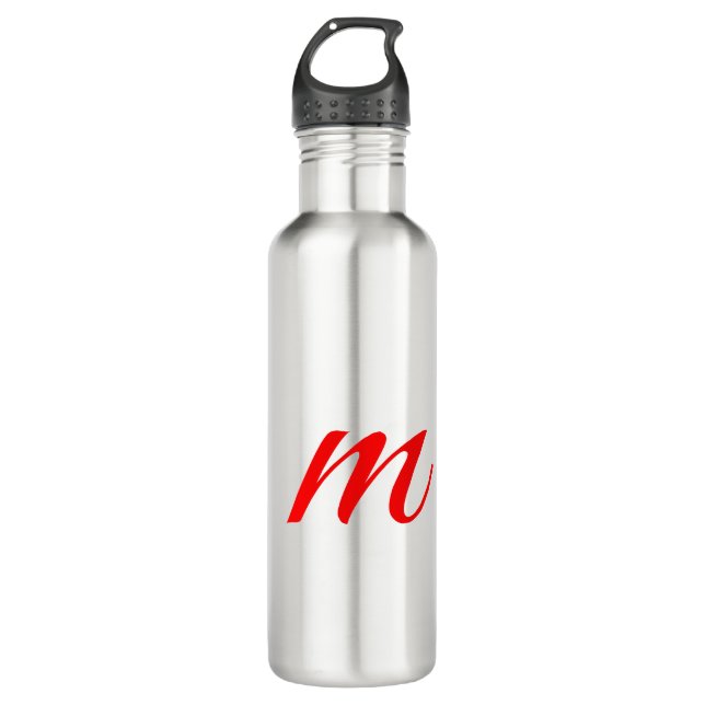 Bouteille D'eau Lettre initiale rouge monogramme professionnel mod (Devant)