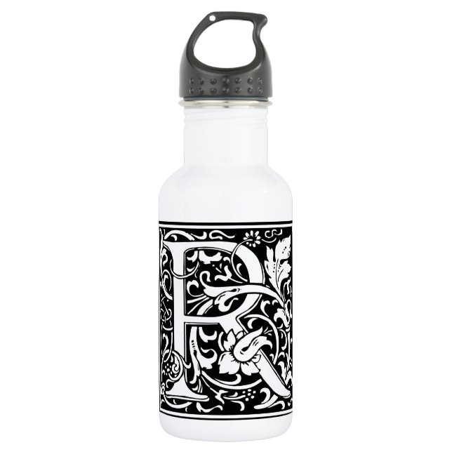 Bouteille D'eau Lettre R Monogramme médiéval Art Nouveau (Devant)