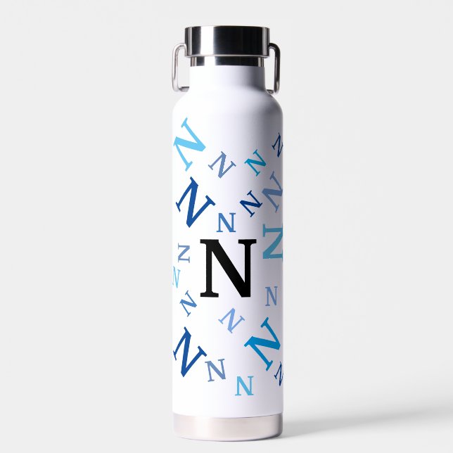 Bouteille d'eau - Lettres mélangées en bleu (Avant)