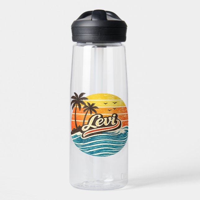 Bouteille D'eau Levi Retro Sunset Name Design (Avant)