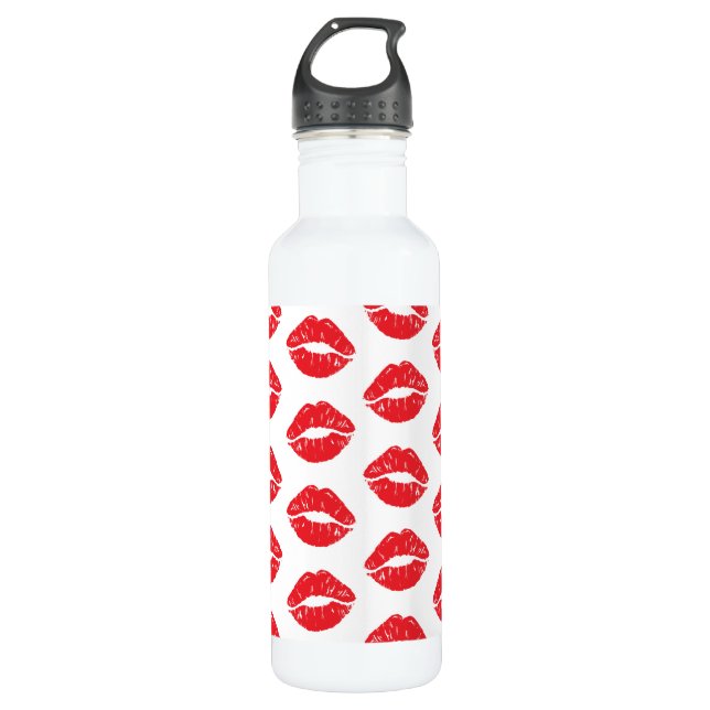 Bouteille D'eau Lèvres Rouges, Rouge À Lèvres, Baiser, Motif Des L (Devant)