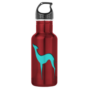 Bouteille D'eau Lévrier italien Whippet silhouette turquoise