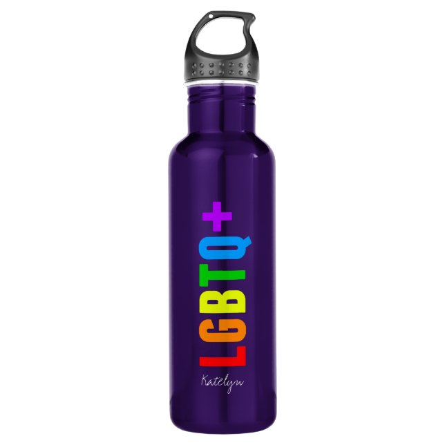 Bouteille D'eau LGBTQ Plus Gay pride arc-en-ciel personnalisé viol (Devant)