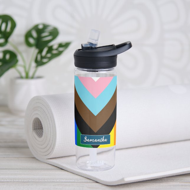 Bouteille D'eau LGBTQ & Pride - Indicateur de progression arc-en-c (Yoga)