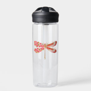Bouteille D'eau libellule de fleurs avec sakura de bijoux