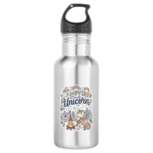 Bouteille D'eau Licorne Feu de camp Licorne Autocollant vectoriel