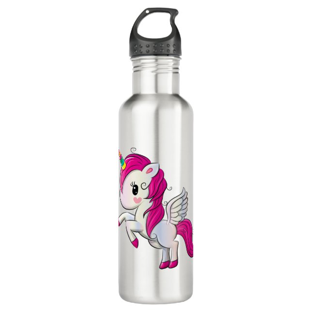 Bouteille D'eau Licorne mignonne d'arc-en-ciel (Devant)