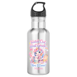 Bouteille D'eau Licorne pastel aquarelle Kawaii pour la rentrée sc