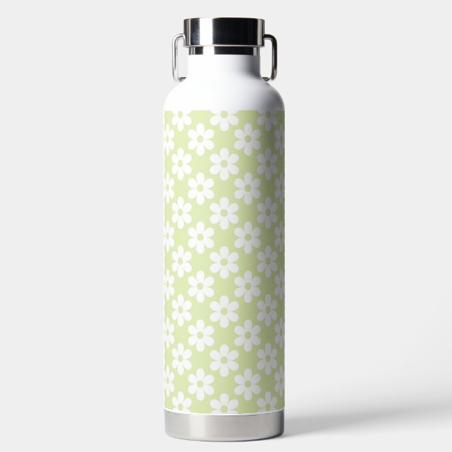 BOUTEILLE D'EAU LIGHT GREEN WITH WHITE DAISY FLOWERS (Avant)