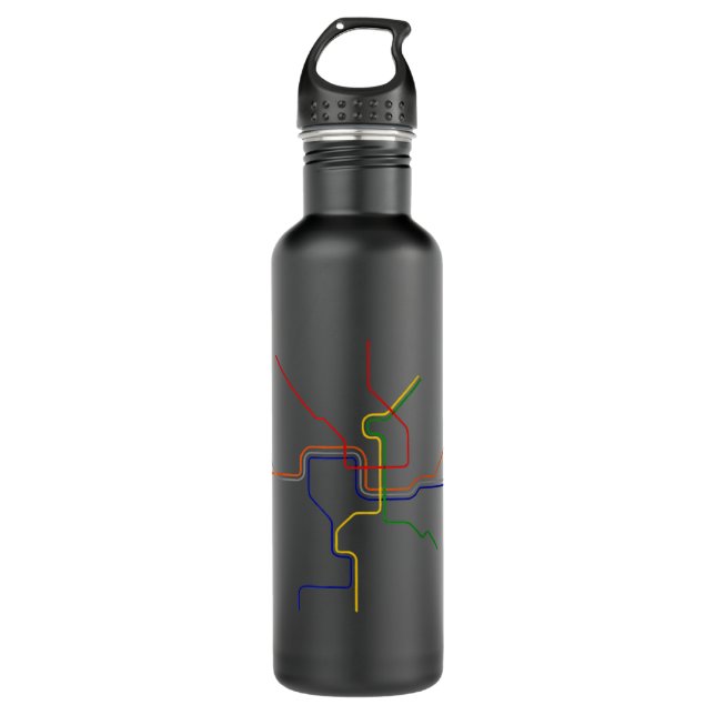 Bouteille D'eau Ligne de la carte du métro de Washington DC (Devant)