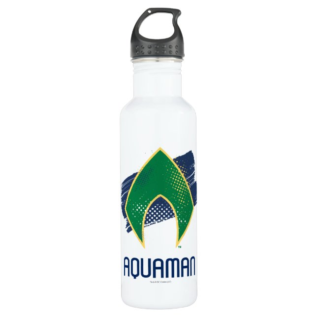 Bouteille D'eau Ligue de Justice | Symbole Aquaman à demi-teintes  (Devant)