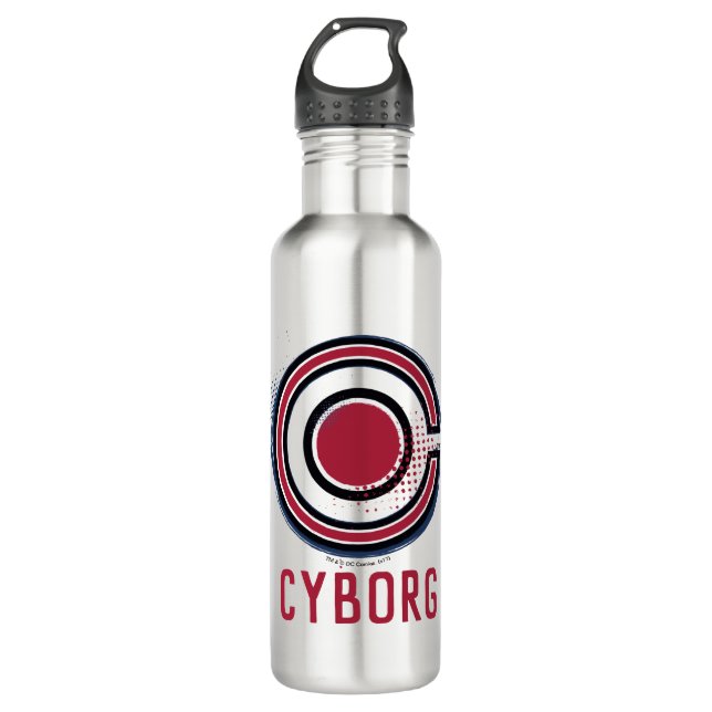 Bouteille D'eau Ligue de Justice | Symbole de cyborg brosse et dem (Devant)