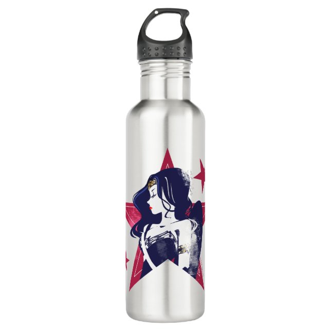Bouteille D'eau Ligue de Justice | Wonder Woman & Stars Pop Art (Devant)