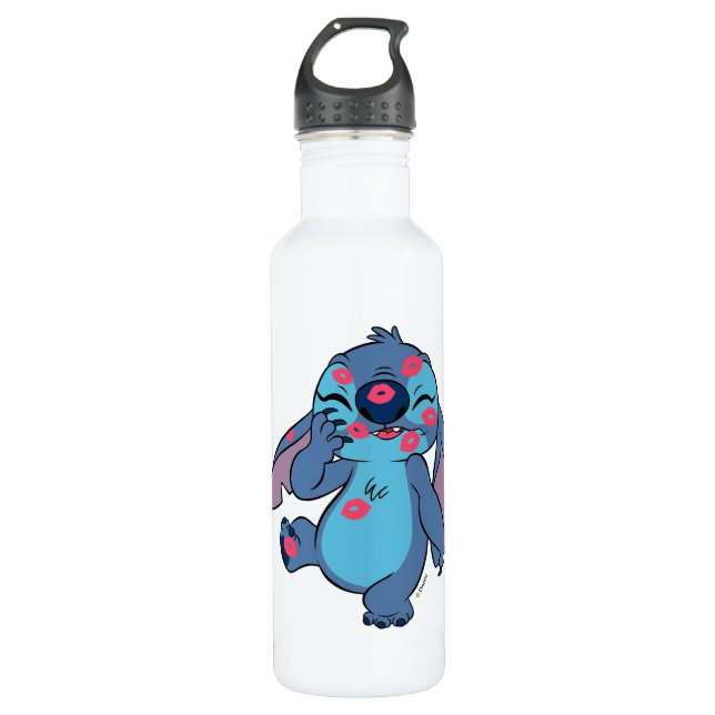 Bouteille D'eau Lilo & Stitch | Stitch Couvert dans les baisers (Devant)