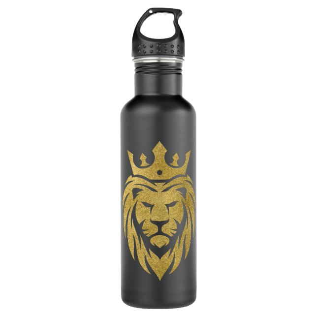 Bouteille D'eau Lion Avec Couronne - Style Or 3 (Devant)