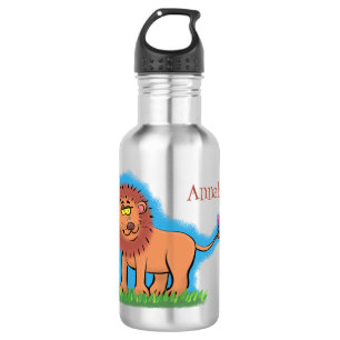 Bouteille D'eau Lion joyeux avec dessin animé de papillon