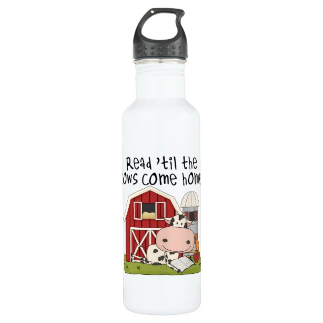 Bouteille D'eau Lisez "Jusqu'à ce que les vaches rentrent chez ell (Devant)