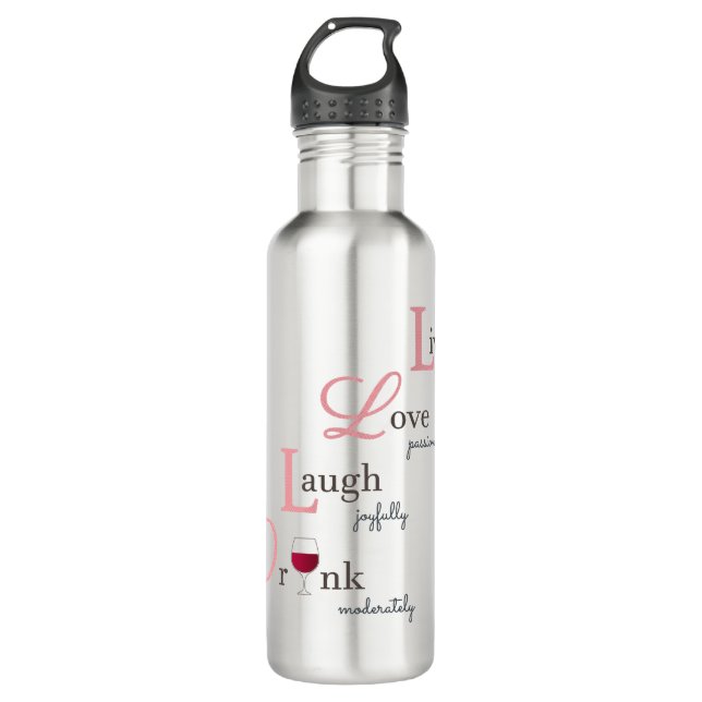 Bouteille D'eau Live Love Rire Boire Vin rouge (Devant)