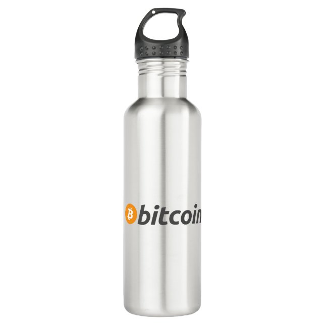 Bouteille D'eau Logo Bitcoin grand avec symbole Bitcoin orange (Devant)