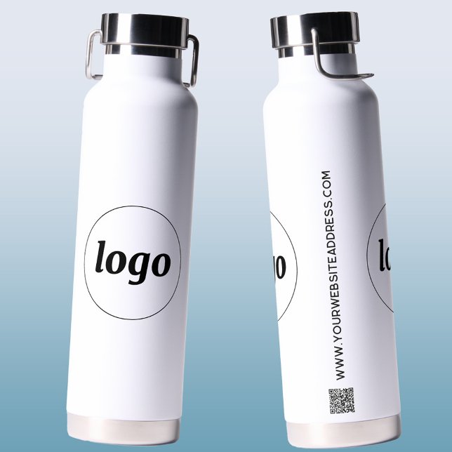 Bouteille D'eau Logo Code QR Texte Marque commerciale Promotion (Simple logo with QR code and custom text business branding promotional water bottle)