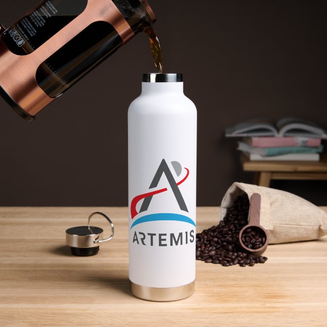 Bouteille D'eau Logo de la NASA Artemis Rocket Blanc (Café (pivotée))