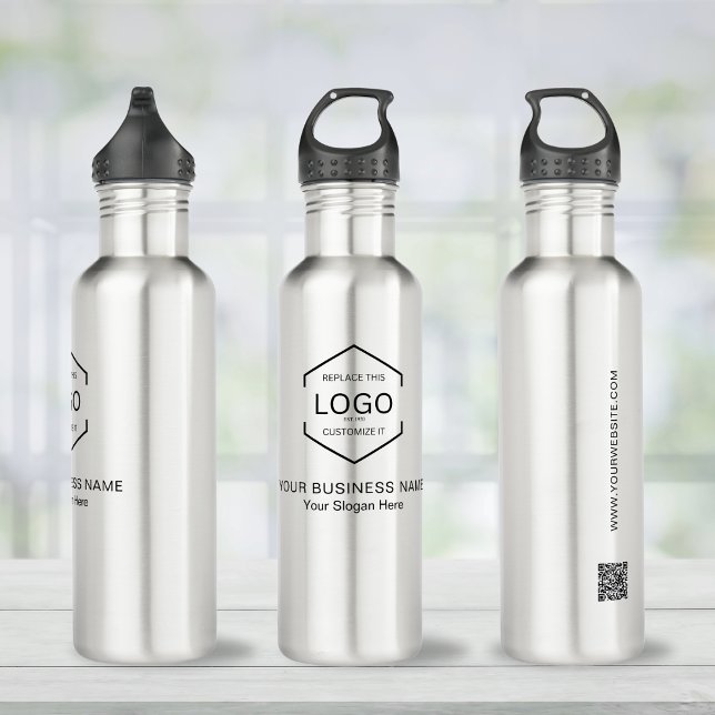 Bouteille D'eau Logo de l'entreprise Code QR Promotionnel (Créateur téléchargé)