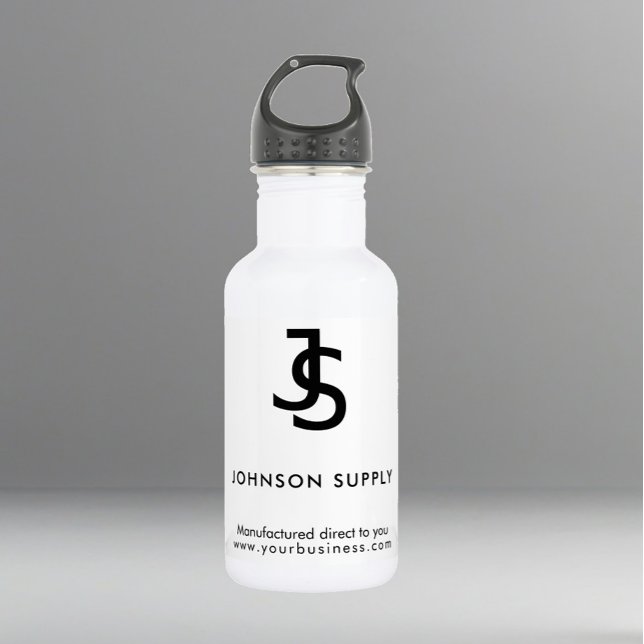 Bouteille D'eau Logo de l'entreprise moderne White (Créateur téléchargé)