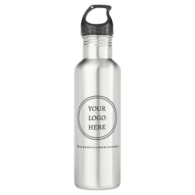 Bouteille D'eau Logo de promotion noir et blanc (Devant)