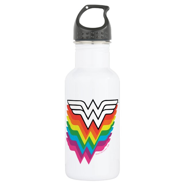 Bouteille D'eau Logo de Wonder Woman Layers Rainbow (Devant)