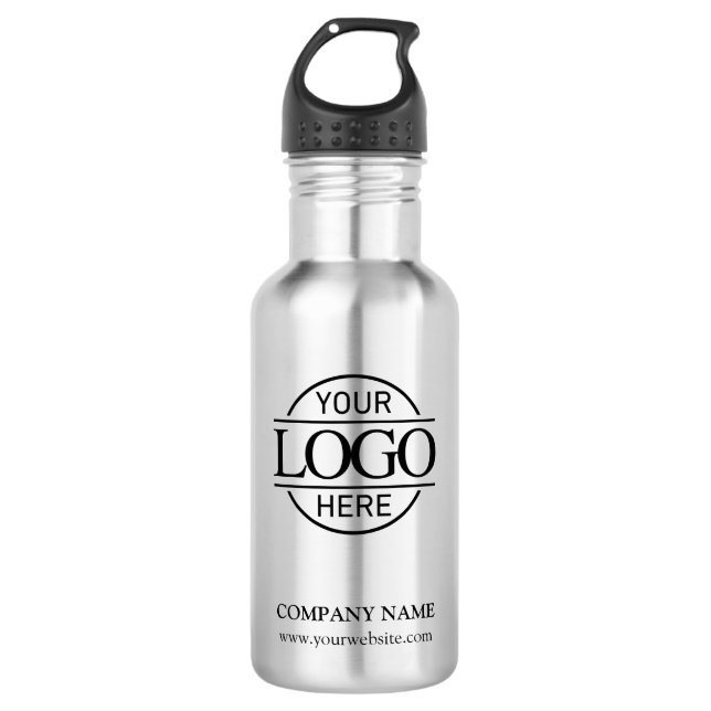 Bouteille D'eau Logo d'entreprise moderne en gris clair (Devant)