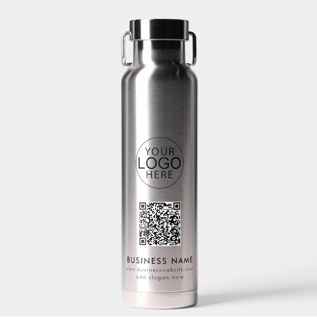 Bouteille D'eau Logo d'entreprise moderne et code QR personnalisé (Avant)