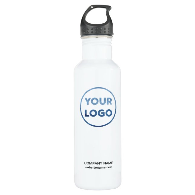 Bouteille D'eau Logo d'entreprise personnalisé et texte en blanc (Devant)