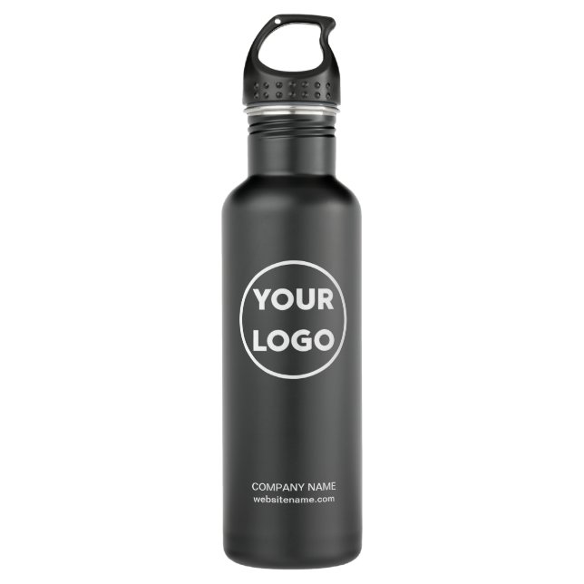 Bouteille D'eau Logo d'entreprise personnalisé et texte en noir (Devant)