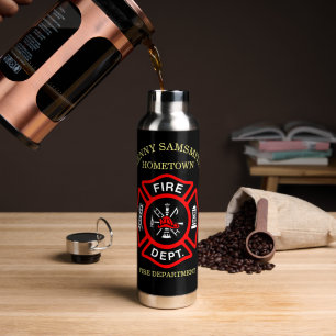 Bouteille D'eau Logo du service d'incendie Badge noir et rouge