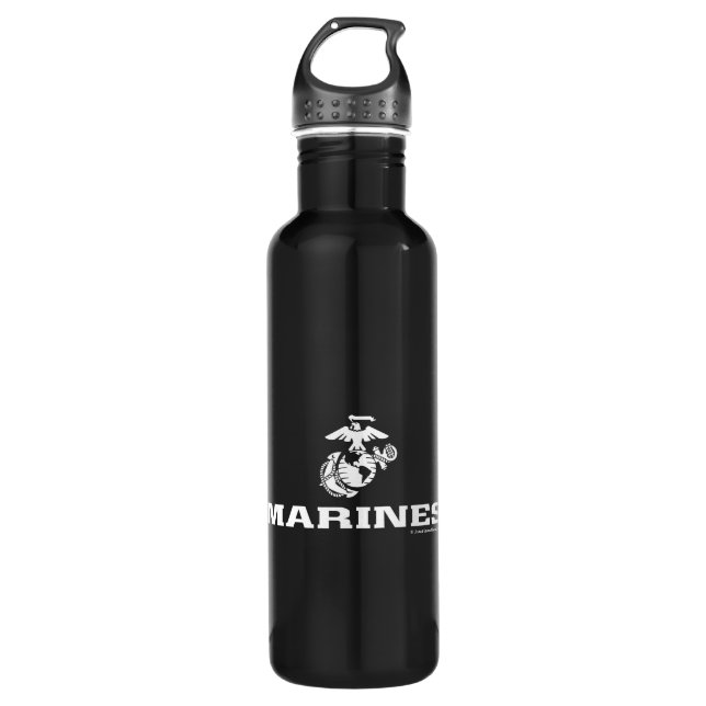 Bouteille D'eau Logo empilé USMC - Blanc (Devant)
