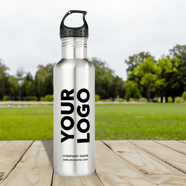 Bouteille D'eau Logo et texte personnalisés (Custom Logo and Text Stainless Steel Water Bottle, in situ)
