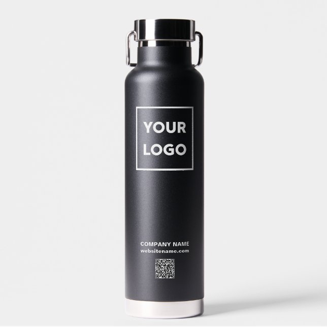 Bouteille D'eau Logo personnalisé QR Code et texte sur 2 côtés Noi (Avant)
