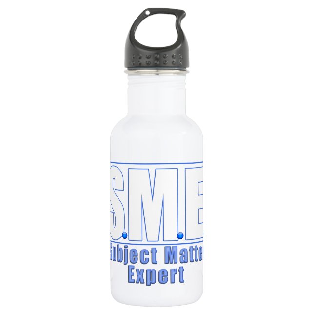 BOUTEILLE D'EAU LOGO PME OBJET EXPERT BLANC/BLEU (Devant)